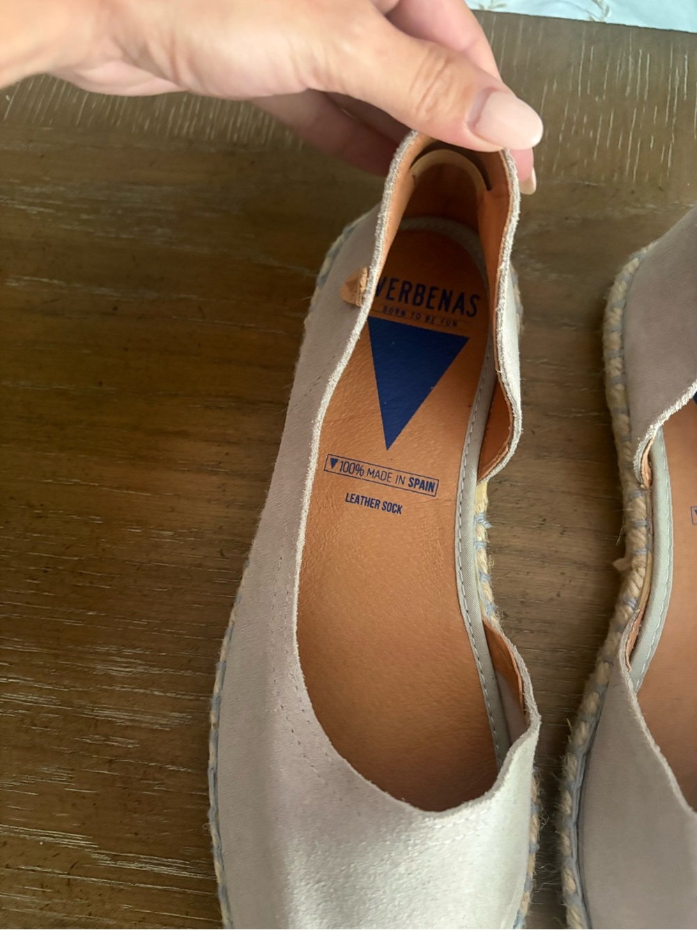 Verbenas Cruz Gray Suede Leather Espadrille Peep-toe Flats - Picture 3 of 7